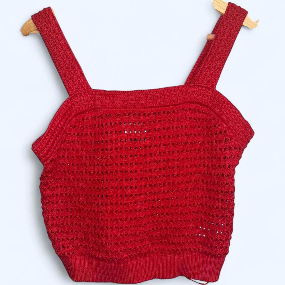 Red crochet tank top 100% cotton Size S #crochet #summer